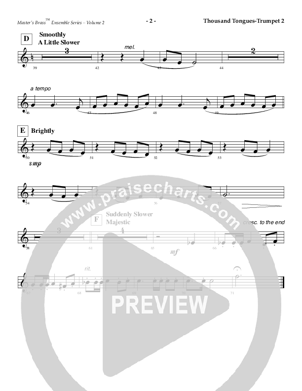 Oh For A Thousand Tongues To Sing (Instrumental) Trumpet 2 (AnderKamp Music)