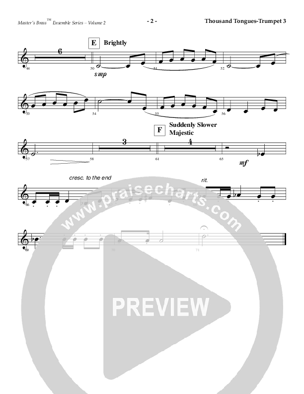 Oh For A Thousand Tongues To Sing (Instrumental) Trumpet 3 (AnderKamp Music)