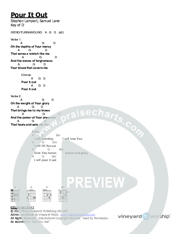 Pour It Out Chords & Lyrics (Vineyard Worship / Lorraine Steriopol)