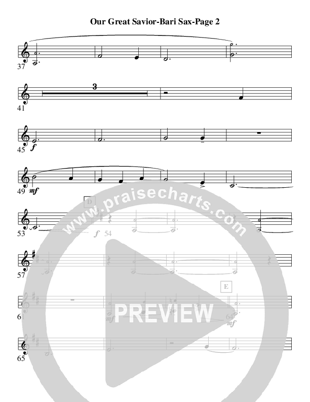 Our Great Savior (Instrumental) Bari Sax (AnderKamp Music)