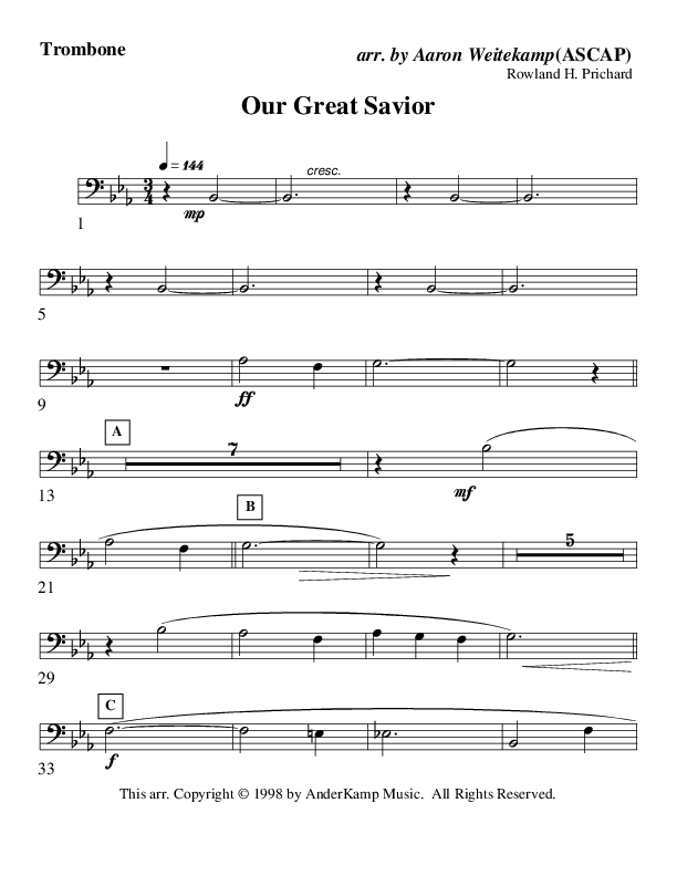 Our Great Savior (Instrumental) Trombone (AnderKamp Music)