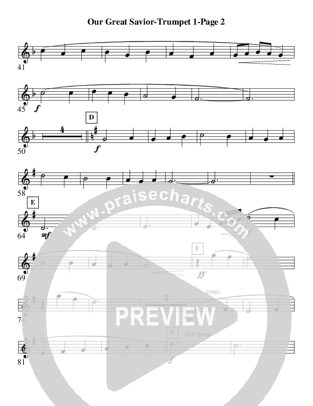 Our Great Savior (Instrumental) Trumpet 1 (AnderKamp Music)
