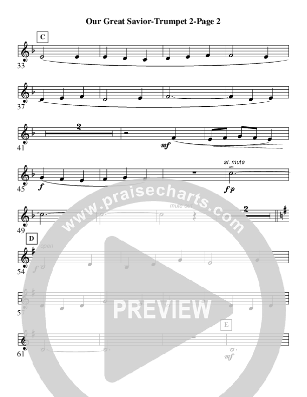 Our Great Savior (Instrumental) Trumpet 2 (AnderKamp Music)