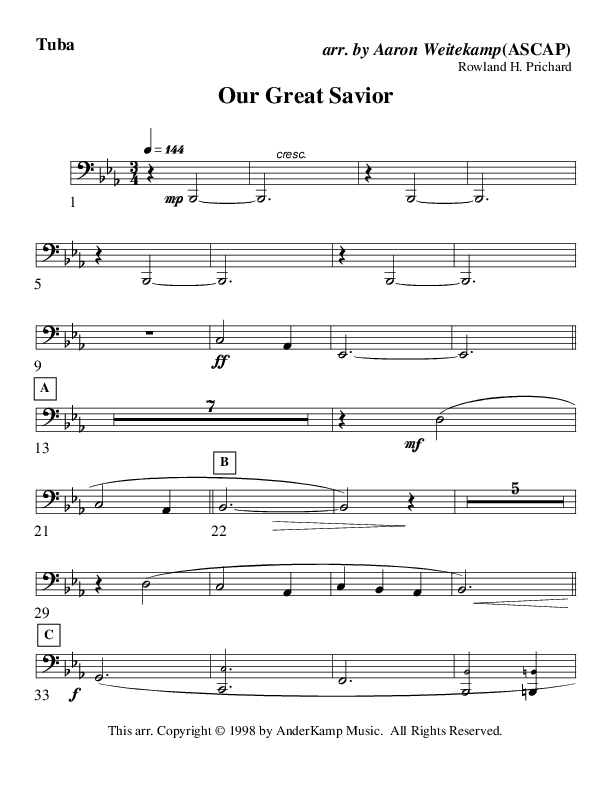 Our Great Savior (Instrumental) Tuba (AnderKamp Music)