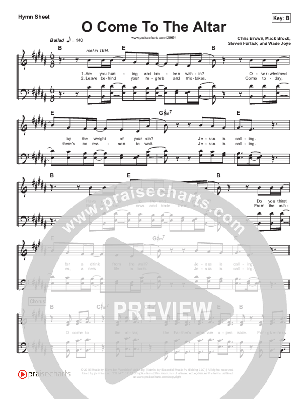 O Come To The Altar Hymn Sheet (Elevation Worship)