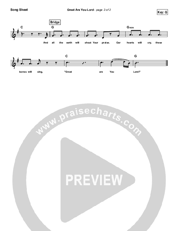 Great Are You Lord Lead Sheet (Melody) (All Sons & Daughters)