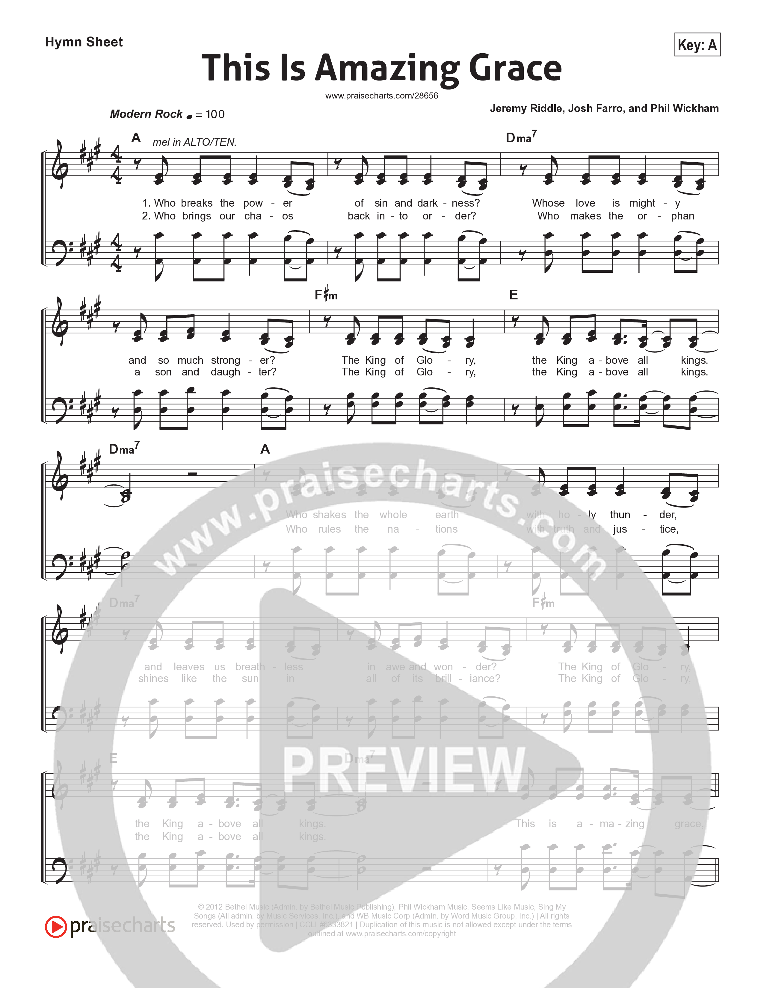 This Is Amazing Grace Hymn Sheet (Phil Wickham)