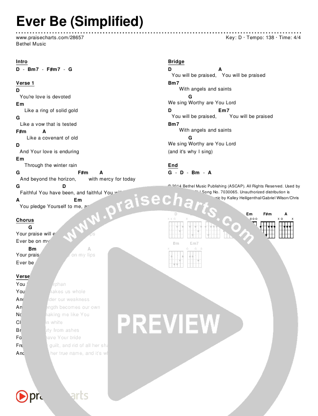 Ever Be Chord Chart (Bethel Music)