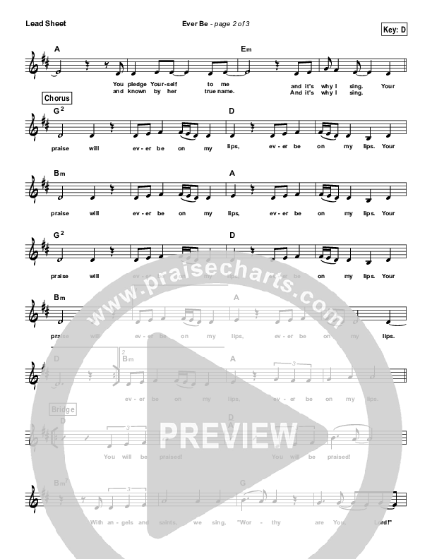 Ever Be (Simplified) Lead Sheet (Bethel Music)
