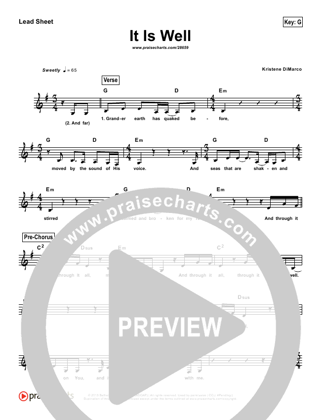 It Is Well (Simplified) Sheet Music (Bethel Music / Kristene DiMarco
