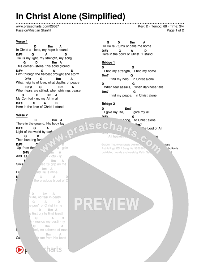 In Christ Alone Chord Chart (Passion / Kristian Stanfill)