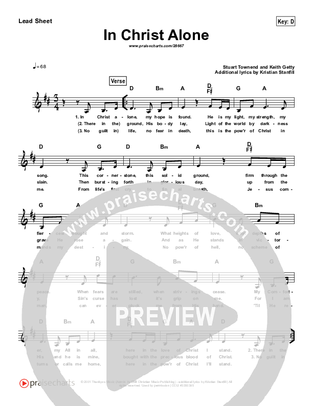 In Christ Alone (Simplified) Lead Sheet (Passion / Kristian Stanfill)
