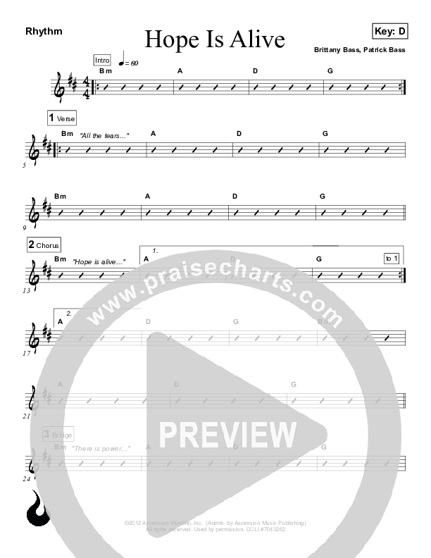 Hope Is Alive Rhythm Chart (Ascension Worship)