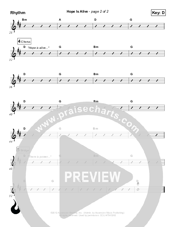 Hope Is Alive Rhythm Chart (Ascension Worship)
