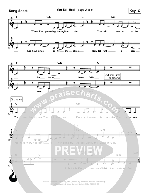 You Still Heal Lead Sheet (Ascension Worship)