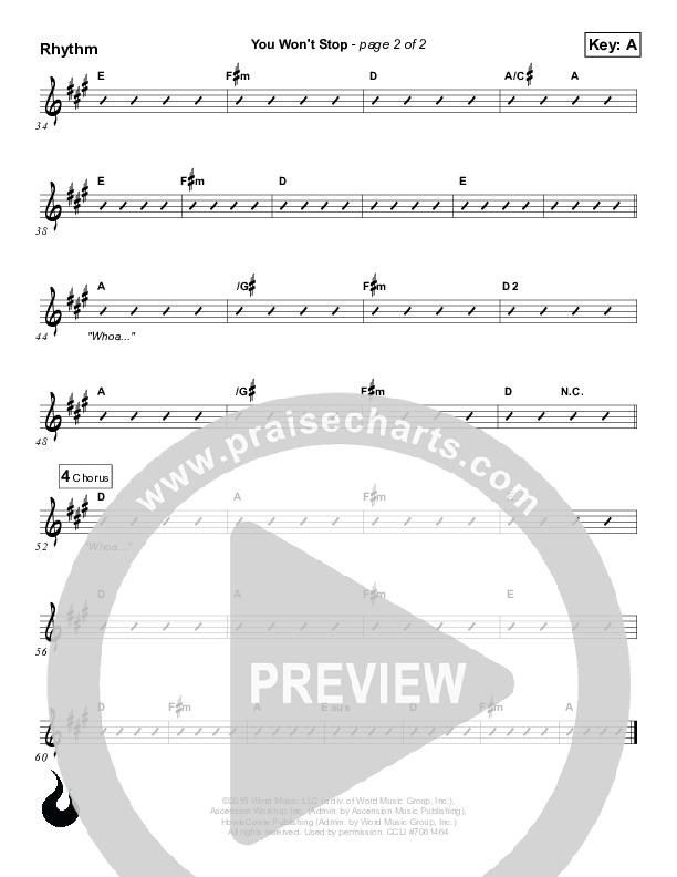 You Won't Stop Rhythm Chart (Ascension Worship)