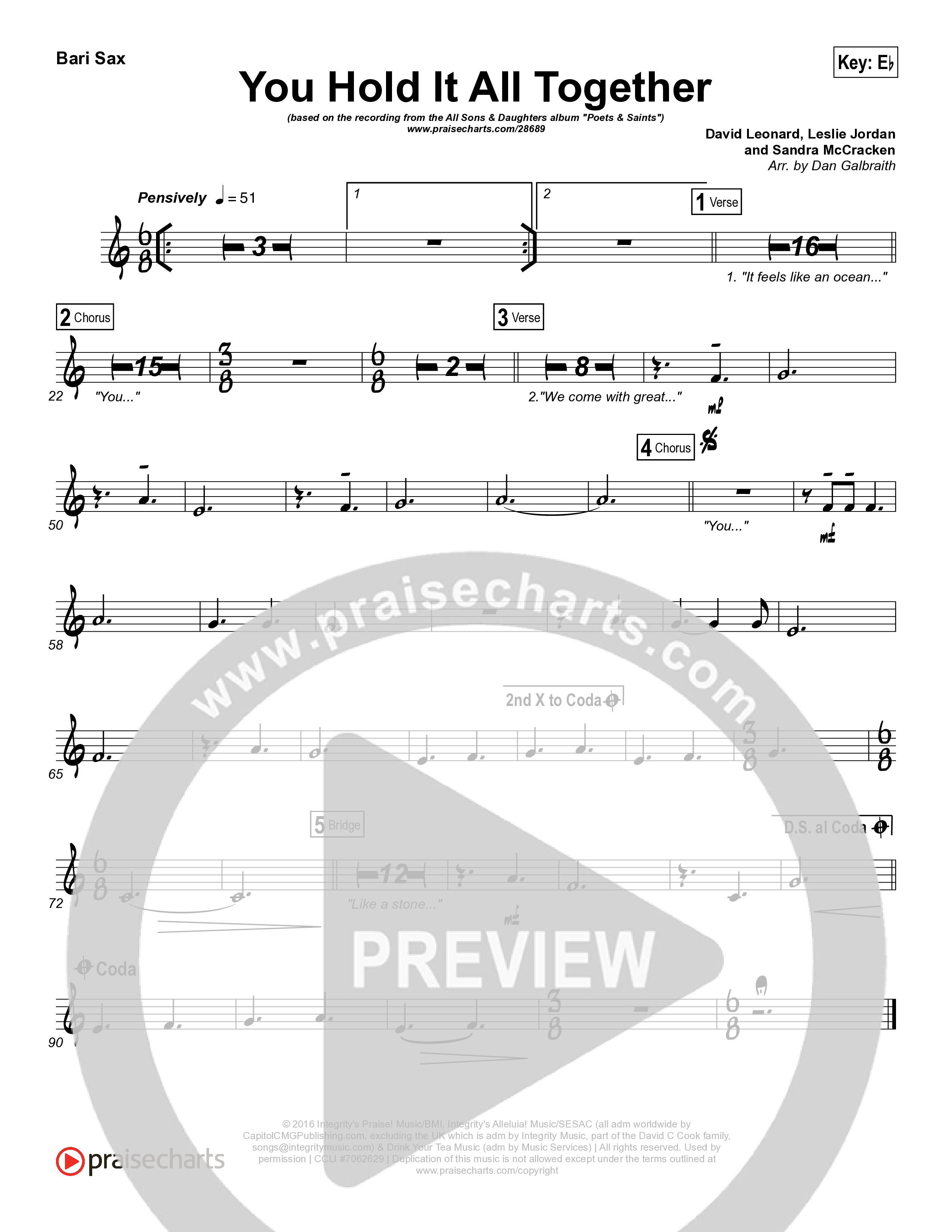 You Hold It All Together Bari Sax (All Sons & Daughters)