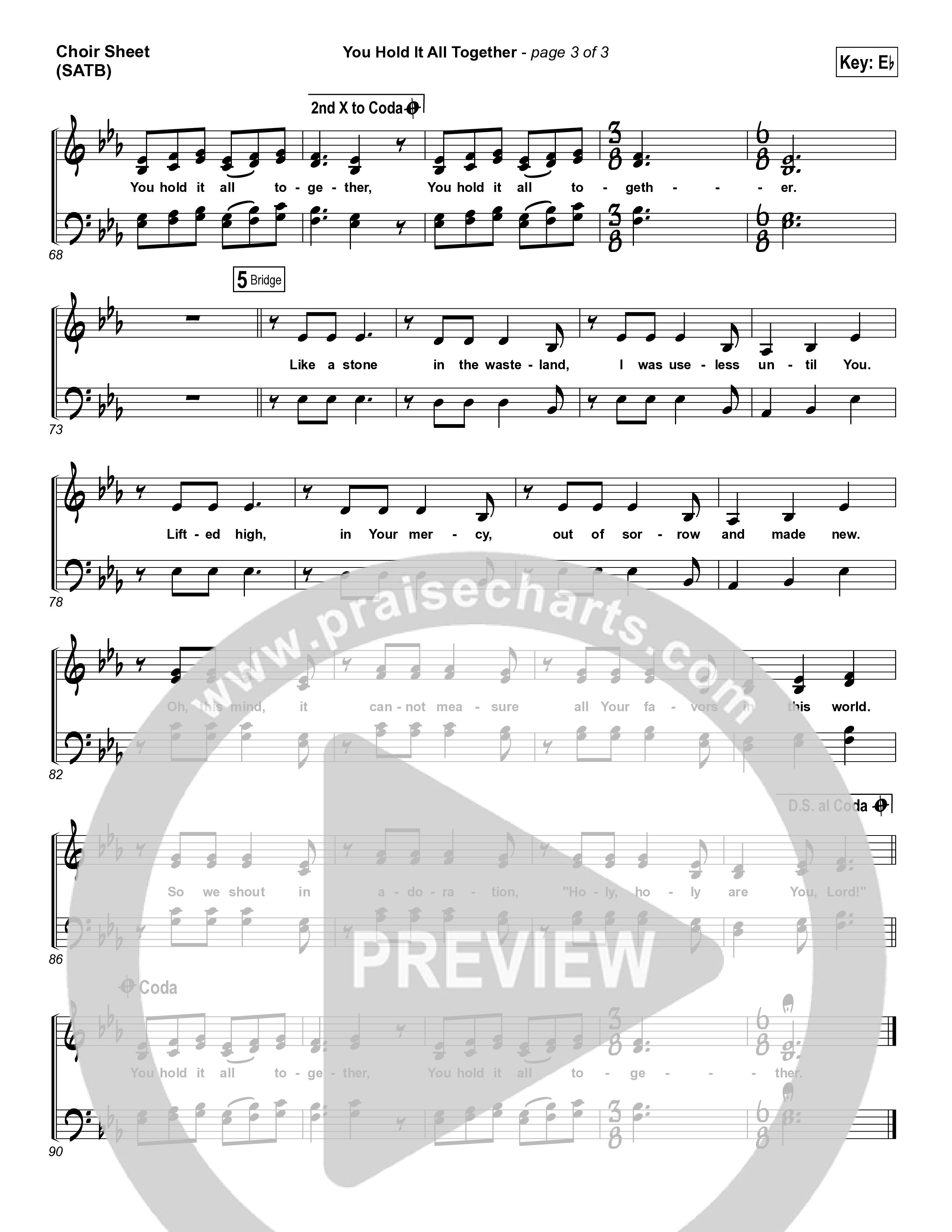 You Hold It All Together Choir Sheet (SATB) (All Sons & Daughters)