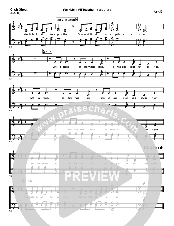 You Hold It All Together Choir Vocals (SATB) (All Sons & Daughters)