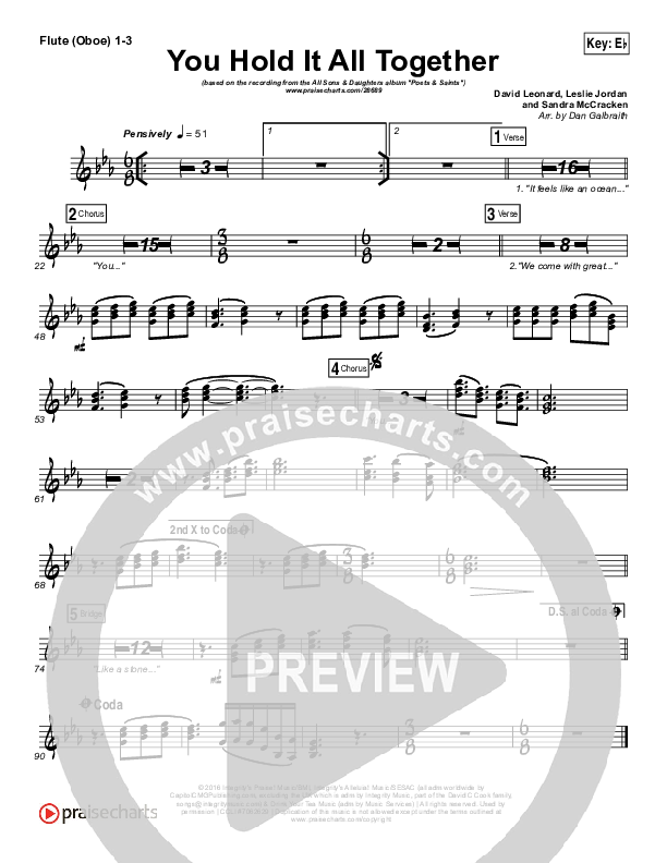 You Hold It All Together Flute/Oboe 1/2/3 (All Sons & Daughters)