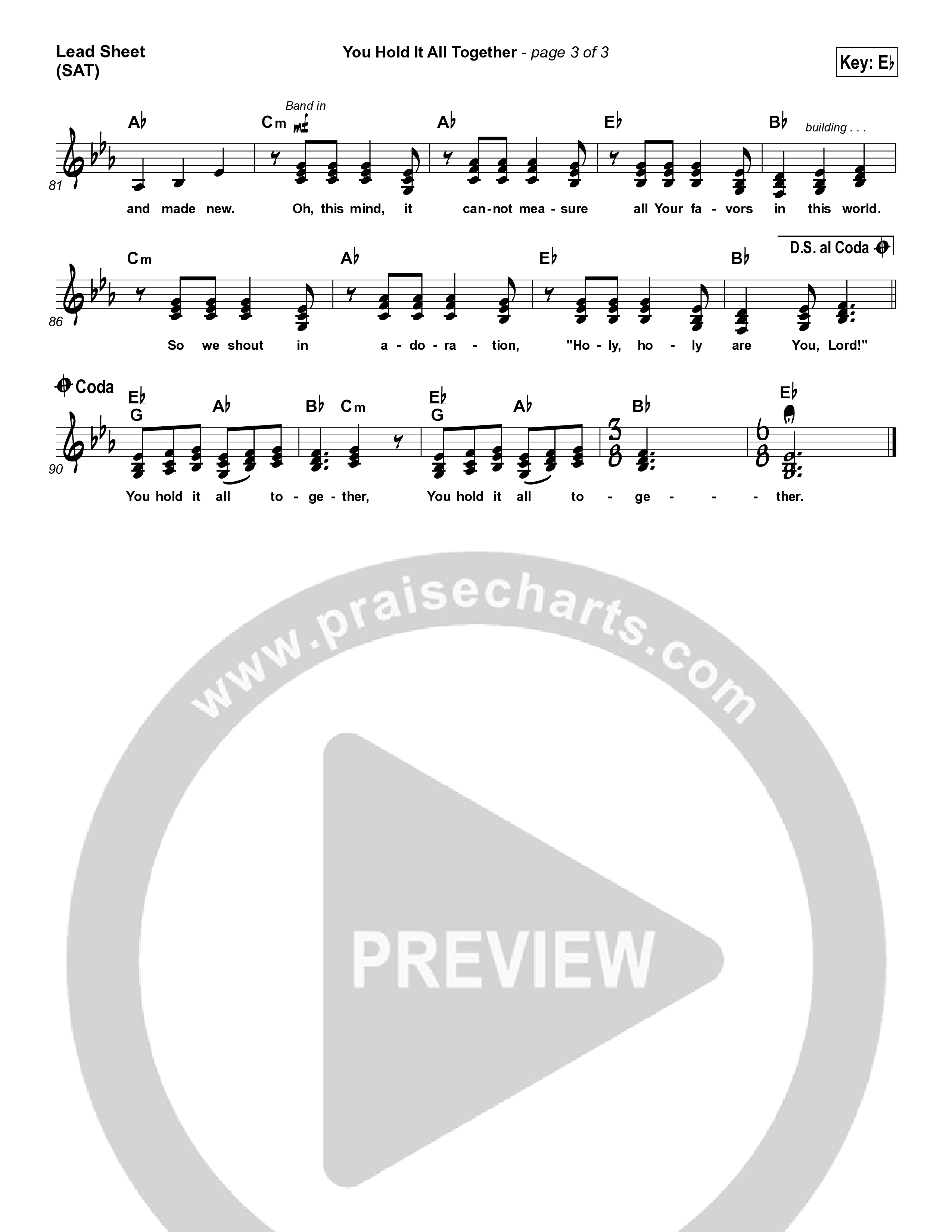 You Hold It All Together Lead Sheet (SAT) (All Sons & Daughters)