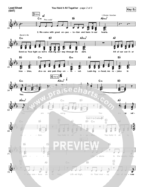 You Hold It All Together Lead Sheet (SAT) (All Sons & Daughters)
