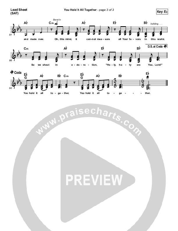 You Hold It All Together Lead Sheet (SAT) (All Sons & Daughters)