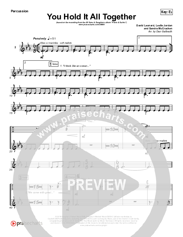 You Hold It All Together Percussion (All Sons & Daughters)