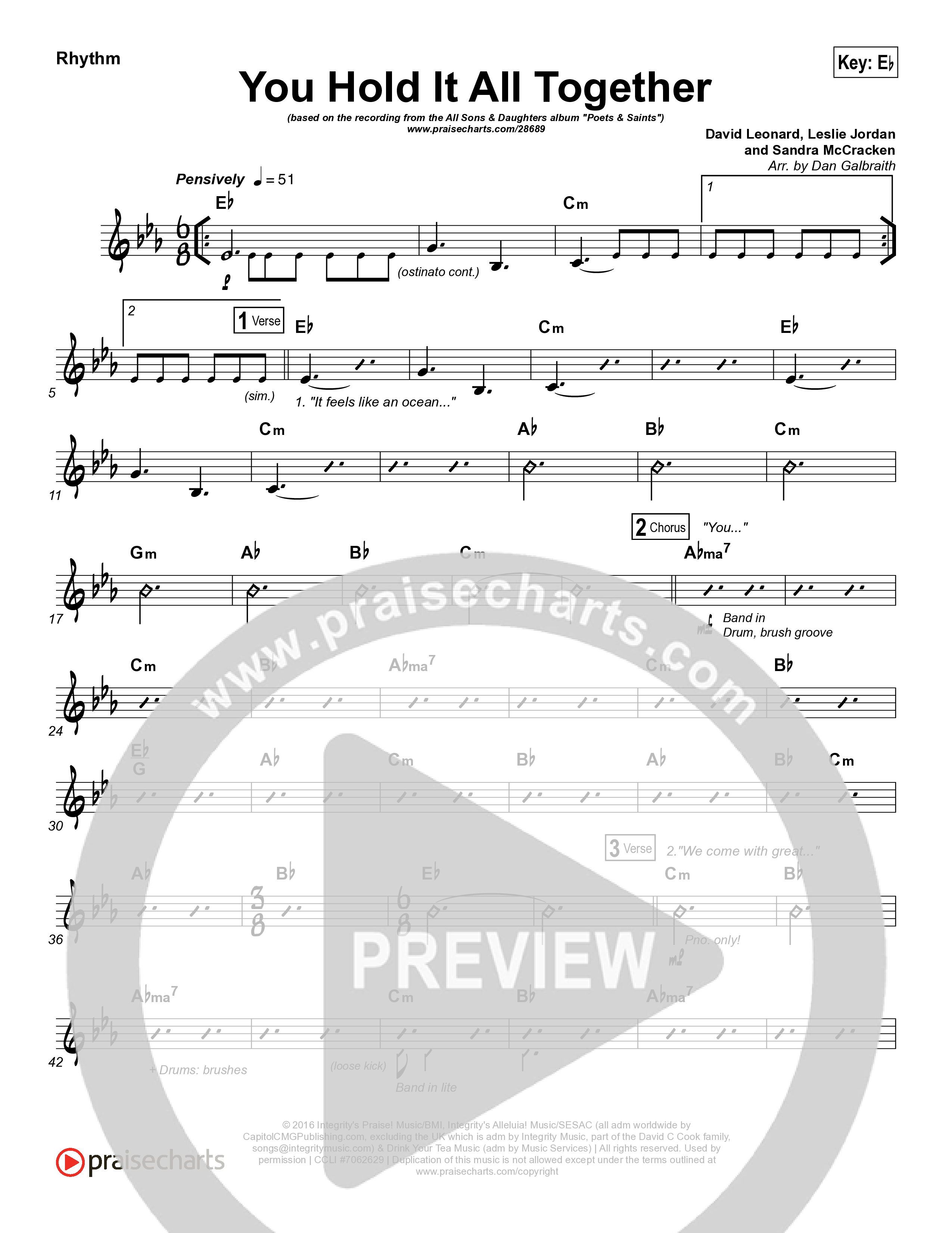 You Hold It All Together Rhythm Chart (All Sons & Daughters)