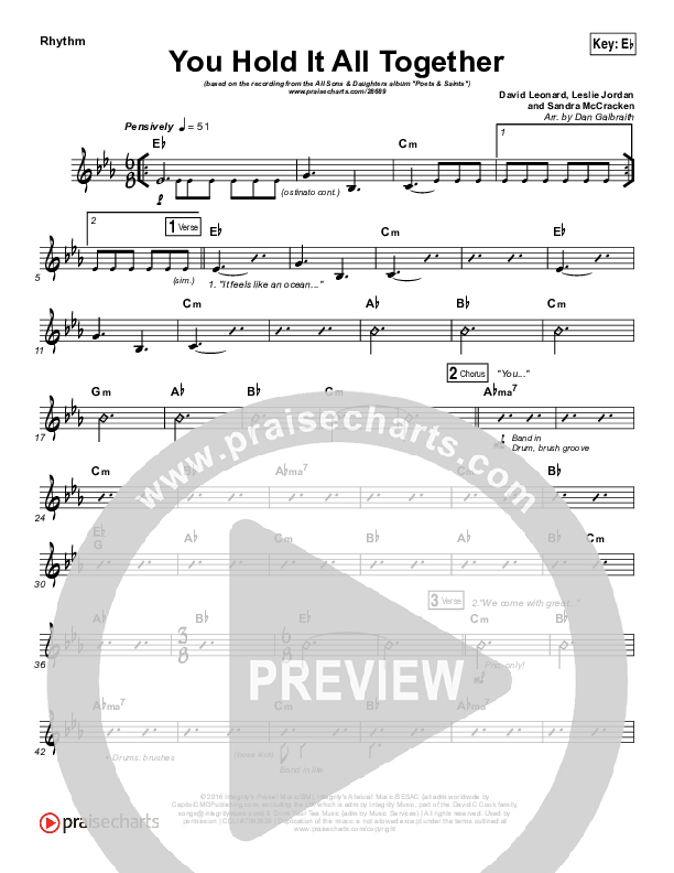 You Hold It All Together Rhythm Chart (All Sons & Daughters)