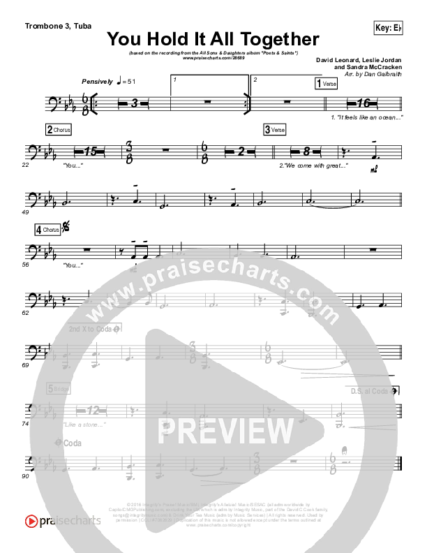 You Hold It All Together Trombone 3/Tuba (All Sons & Daughters)