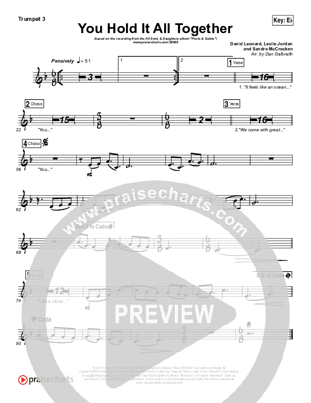 You Hold It All Together Trumpet 3 (All Sons & Daughters)