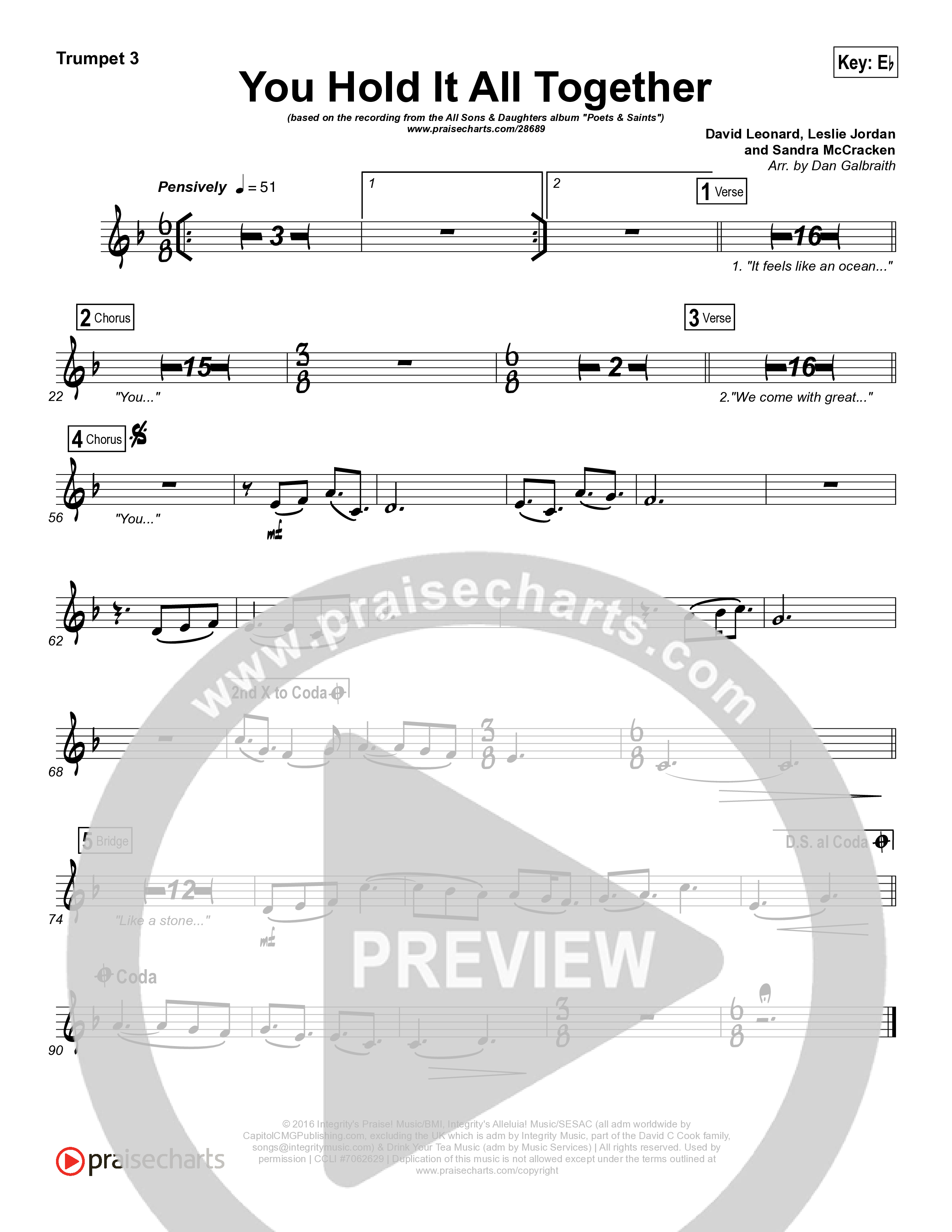 You Hold It All Together Trumpet 3 (All Sons & Daughters)