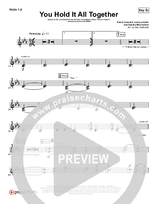 You Hold It All Together Violin 1/2 (All Sons & Daughters)