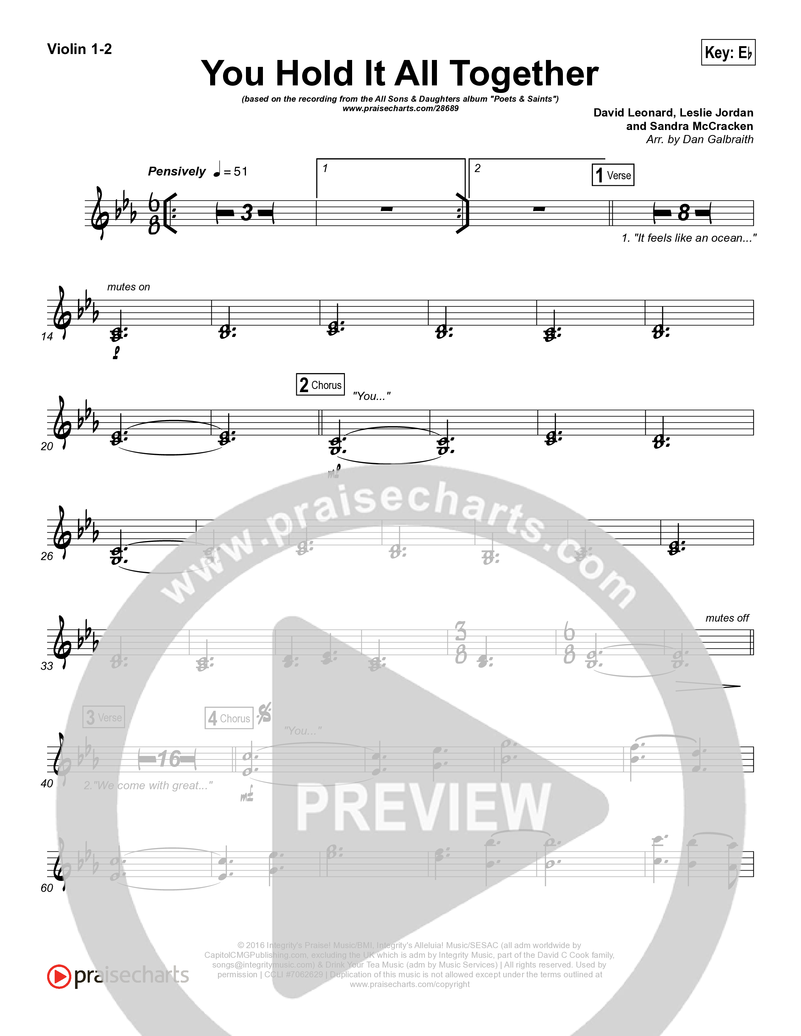 You Hold It All Together Violin 1/2 (All Sons & Daughters)