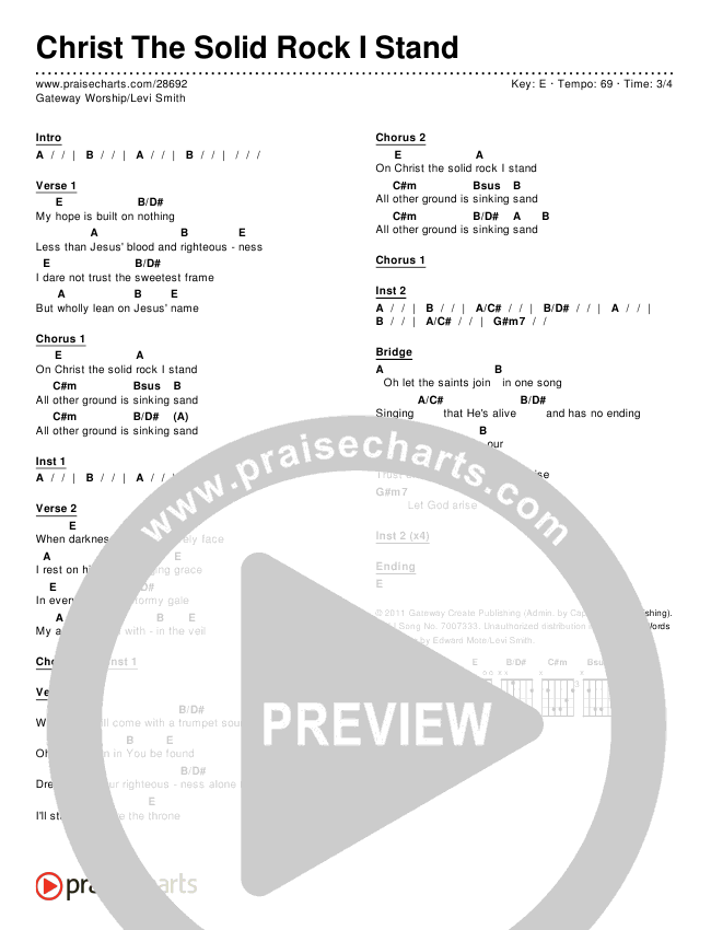 Christ The Solid Rock I Stand Chords & Lyrics (Gateway Devotions / Levi Smith)