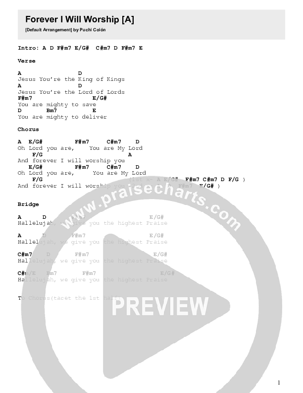 Forever I Will Worship Chords & Lyrics (Puchi Colon)