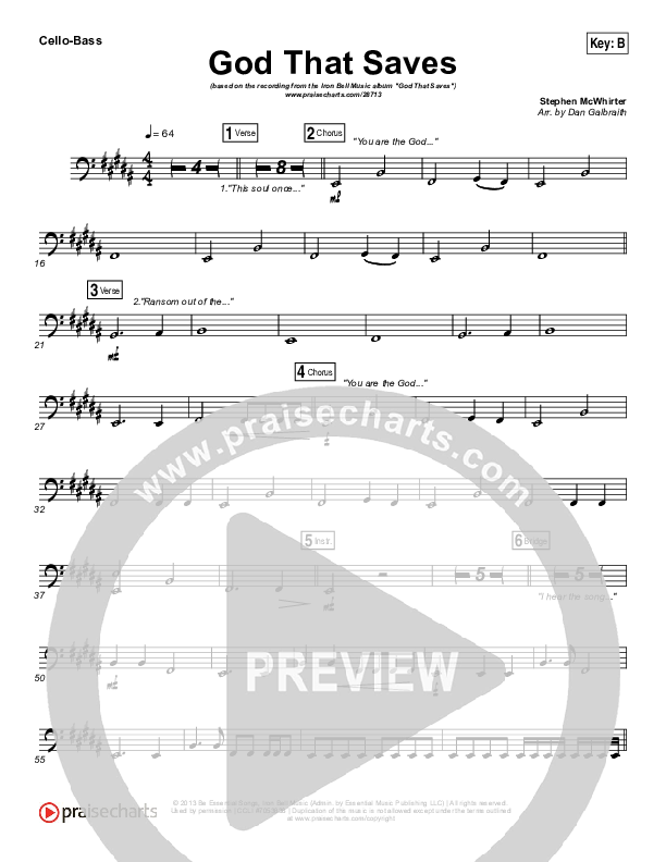 God That Saves Cello/Bass (Iron Bell Music / Stephen McWhirter)