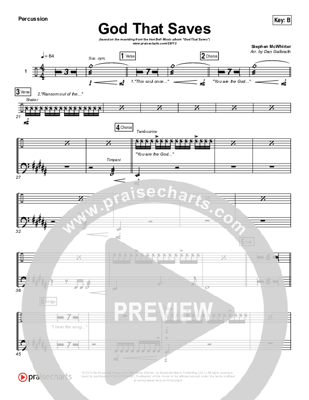 God That Saves Percussion (Iron Bell Music / Stephen McWhirter)