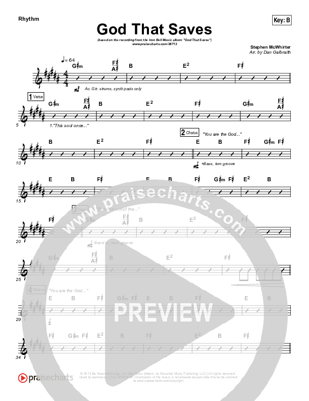 God That Saves Rhythm Chart (Iron Bell Music / Stephen McWhirter)