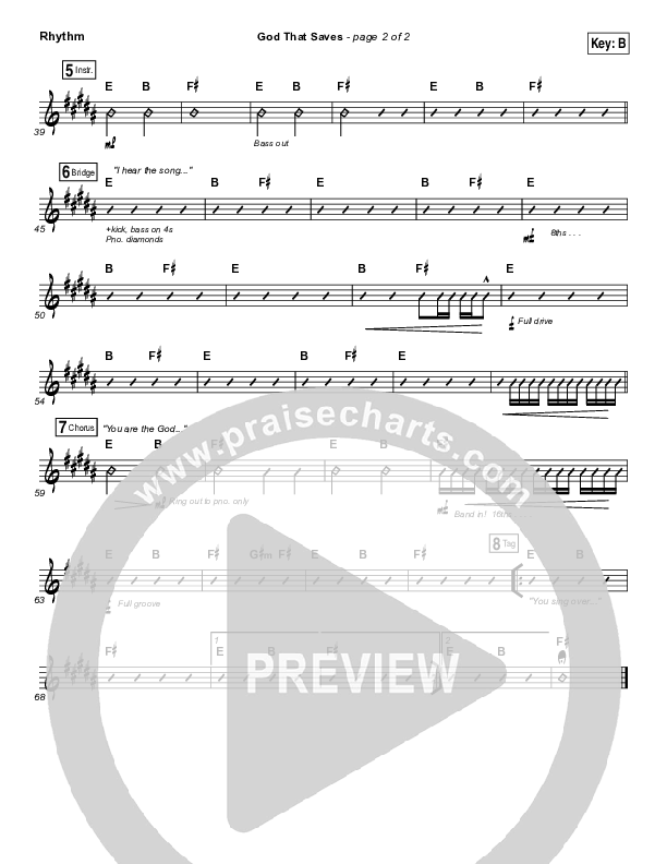 God That Saves Rhythm Chart (Iron Bell Music / Stephen McWhirter)