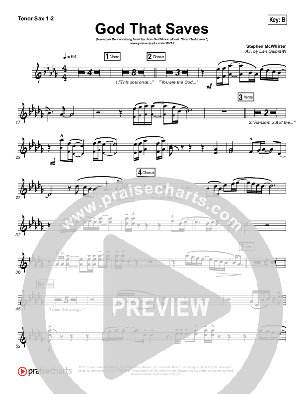 God That Saves Tenor Sax 1/2 (Iron Bell Music / Stephen McWhirter)