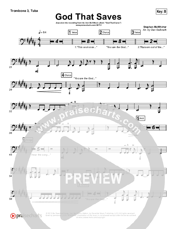 God That Saves Trombone 3/Tuba (Iron Bell Music / Stephen McWhirter)