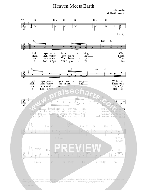 Heaven Meets Earth Lead Sheet (All Sons & Daughters)