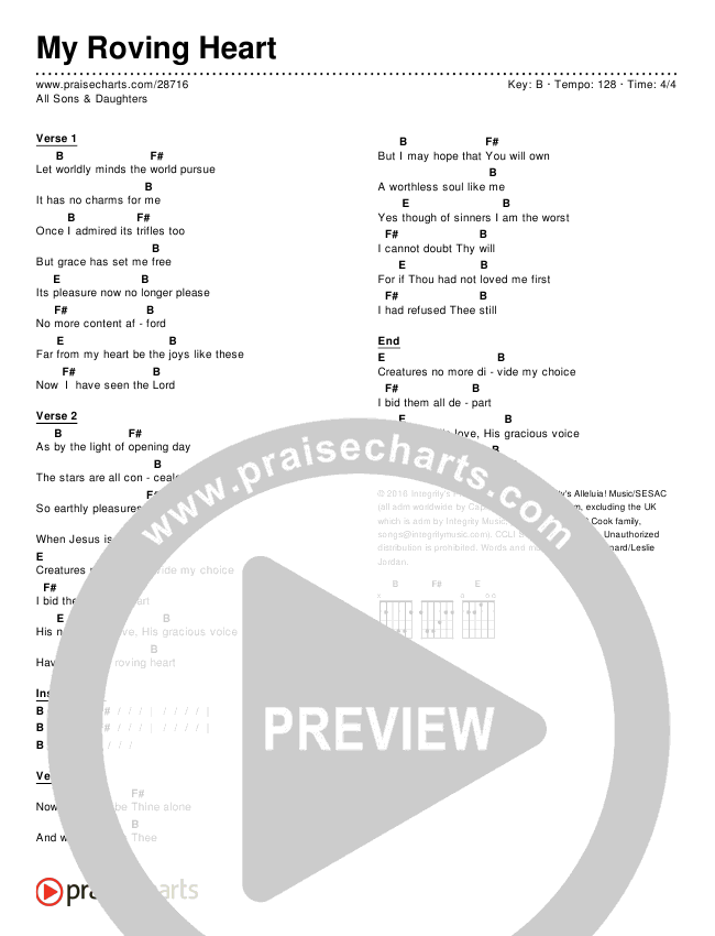 My Roving Heart Chords & Lyrics (All Sons & Daughters)