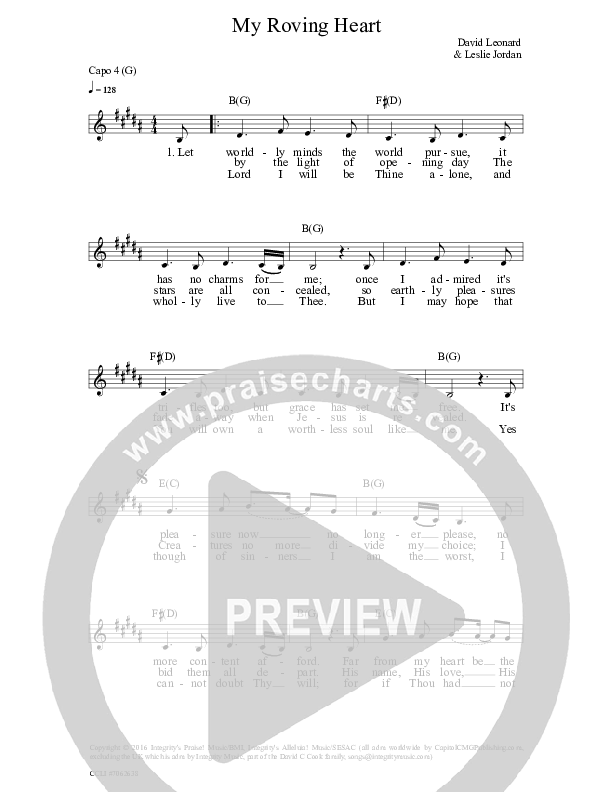 My Roving Heart Lead Sheet (SAT) (All Sons & Daughters)