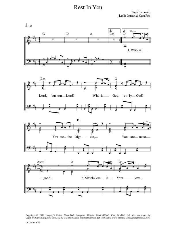 Rest In You Piano/Vocal (All Sons & Daughters)