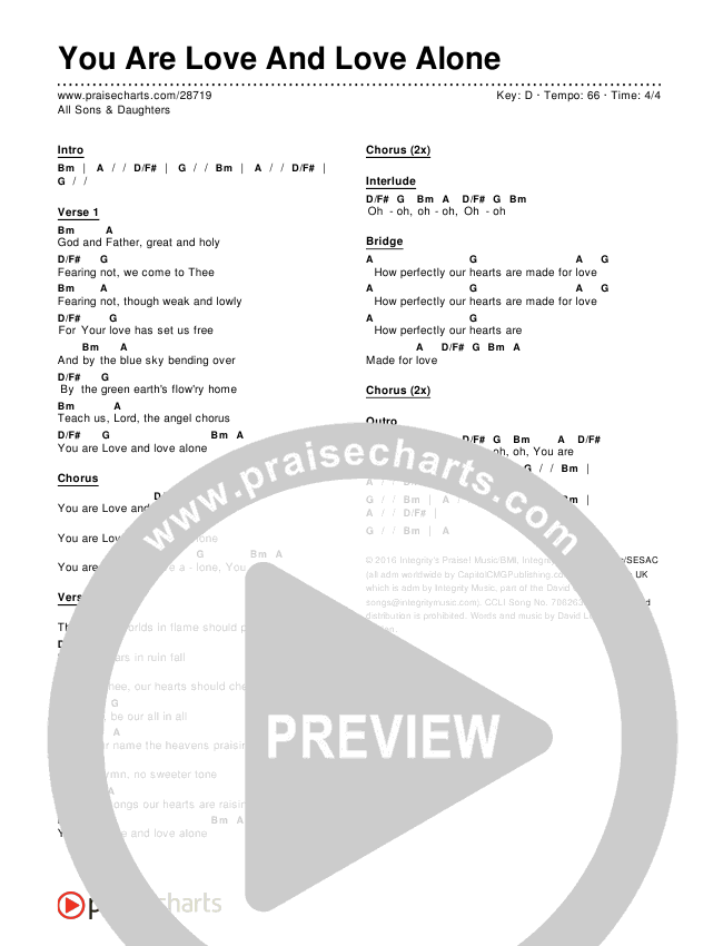 You Are Love And Love Alone Chords & Lyrics (All Sons & Daughters)
