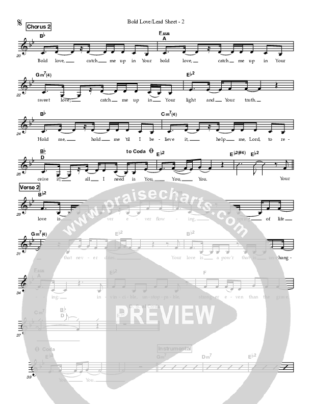Bold Love Lead Sheet (Kathy Spaargaren)