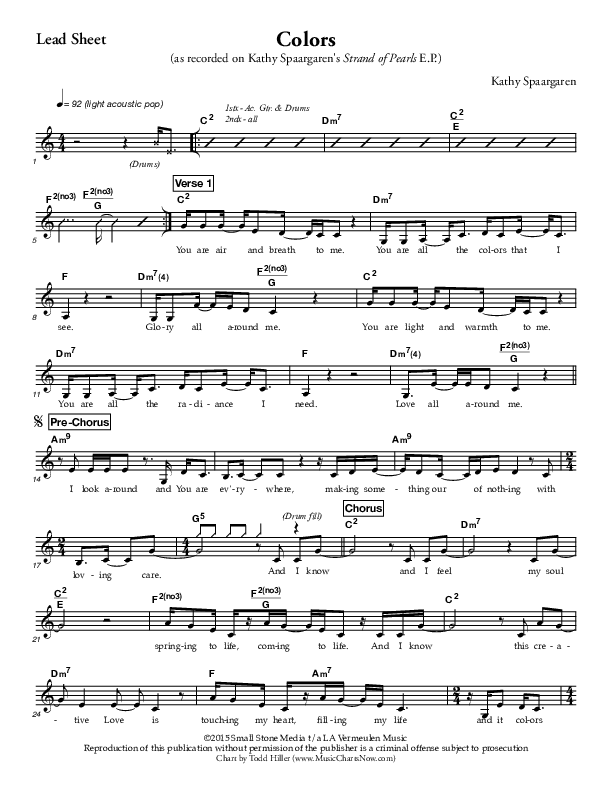 Colors Lead Sheet (Kathy Spaargaren)